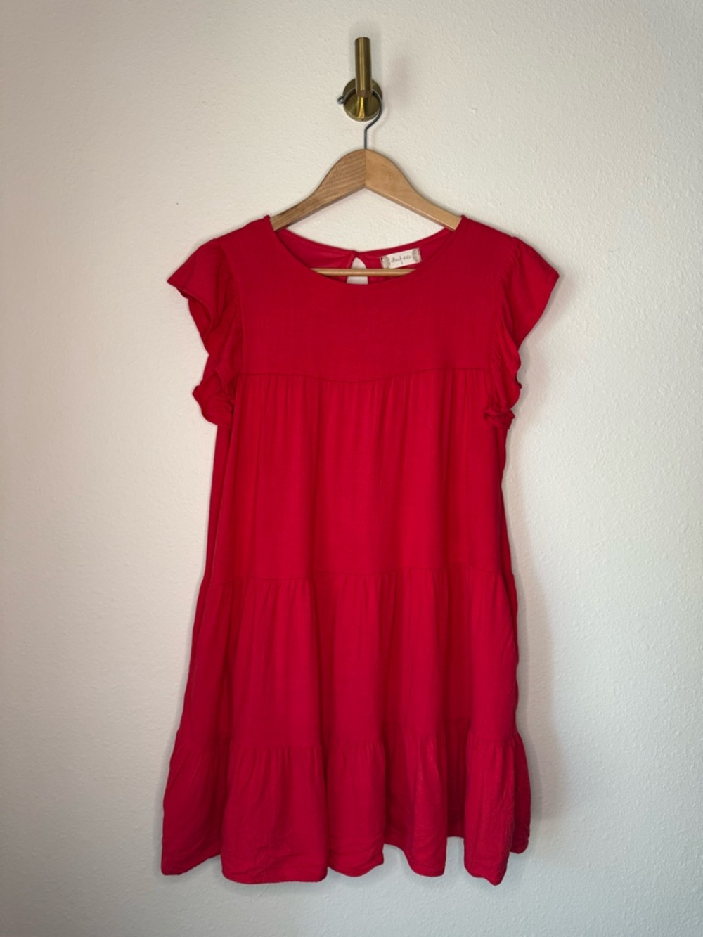 Altar’d State Red Tiered Mini Dress Ruffle Sleeve size S